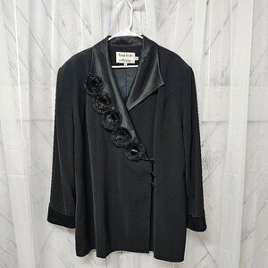 Mo'nique Tania Bella Black Satin Trim Formal Evening Wedding Blazer Size 22